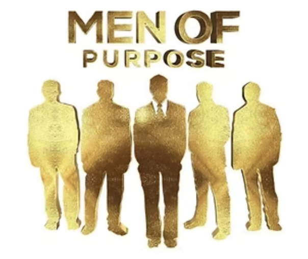 A group of men standing next to each other with the words men of purpose above them