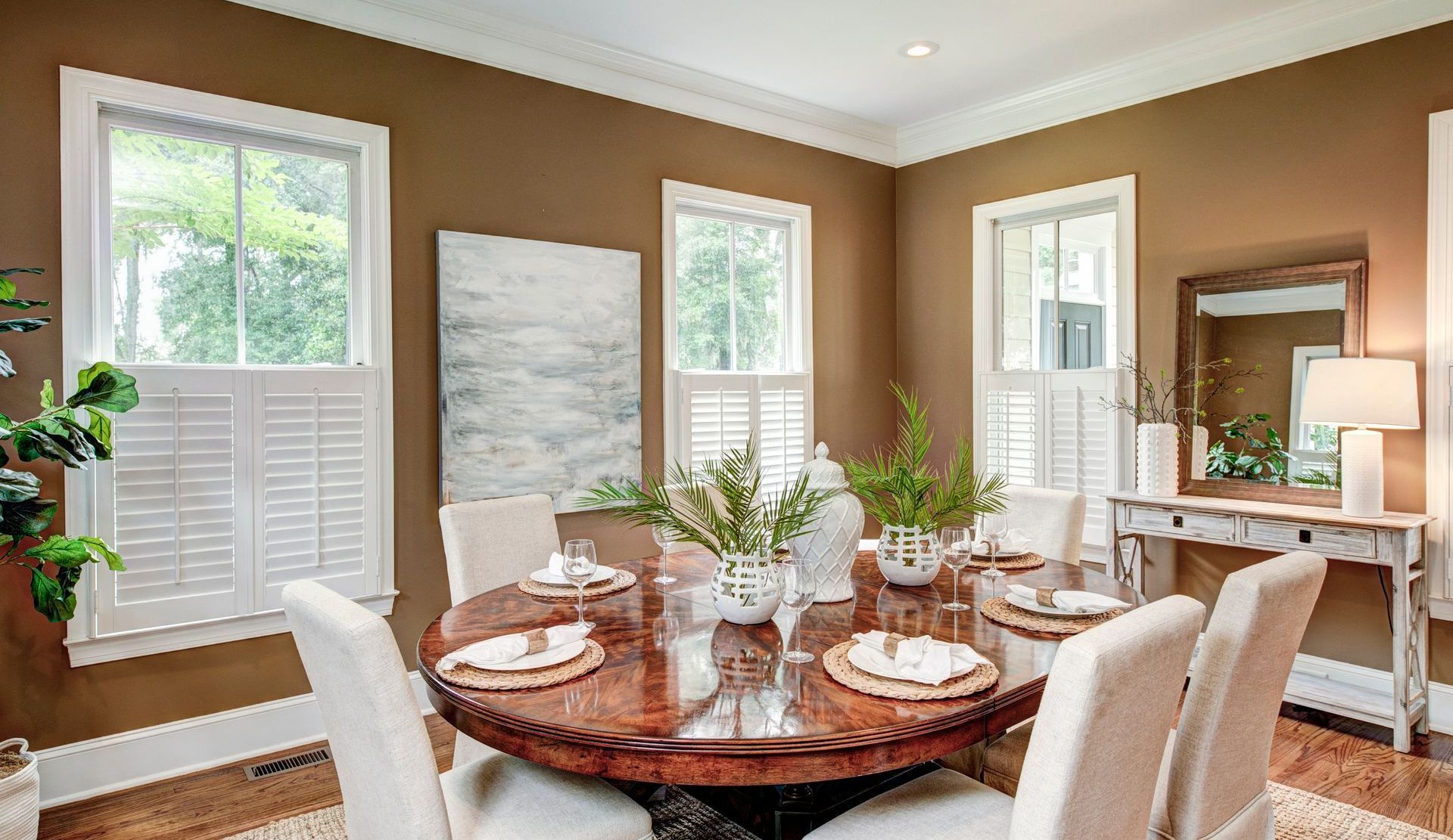 Photo of a beautifully painted dining room.