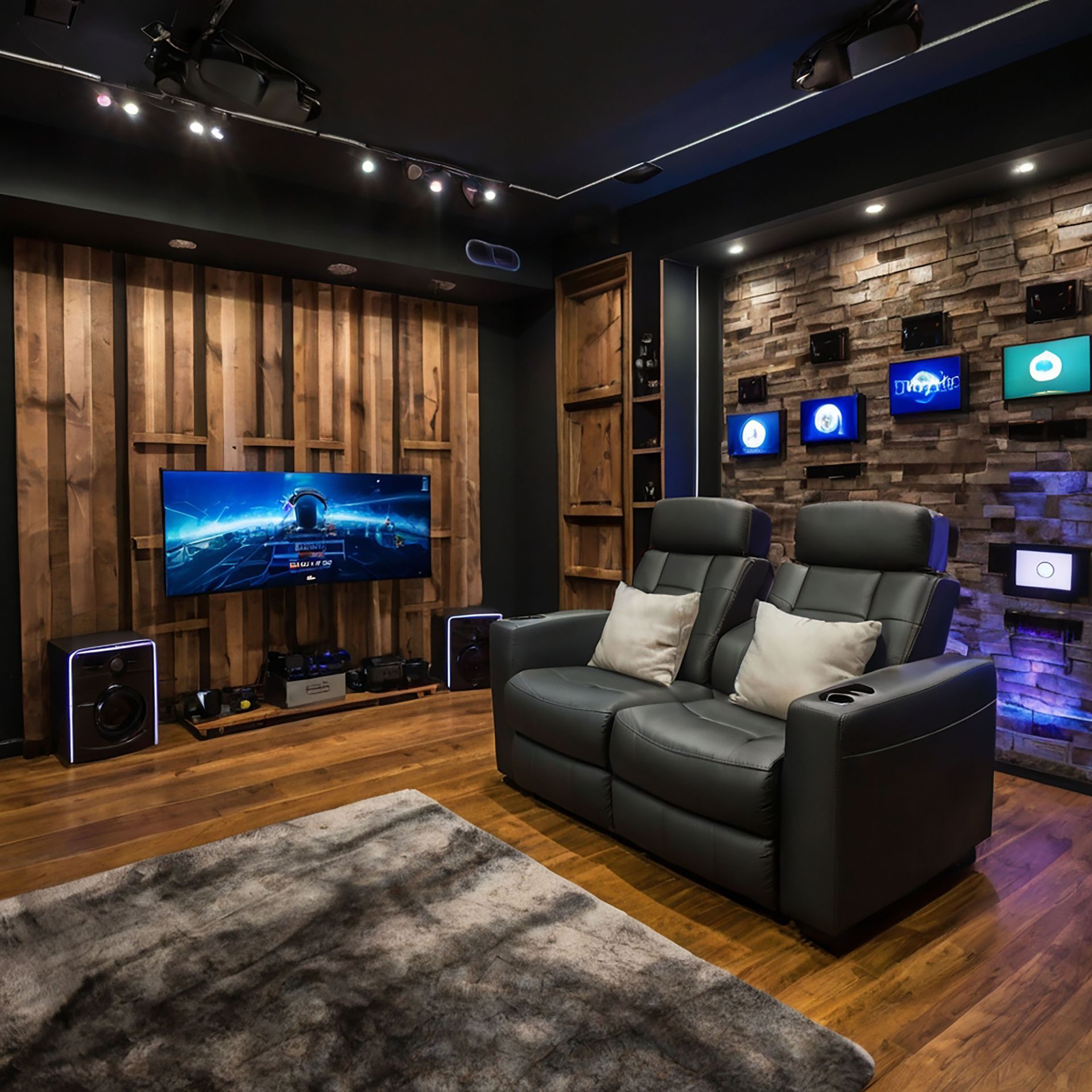 A living room with a couch and a flat screen tv