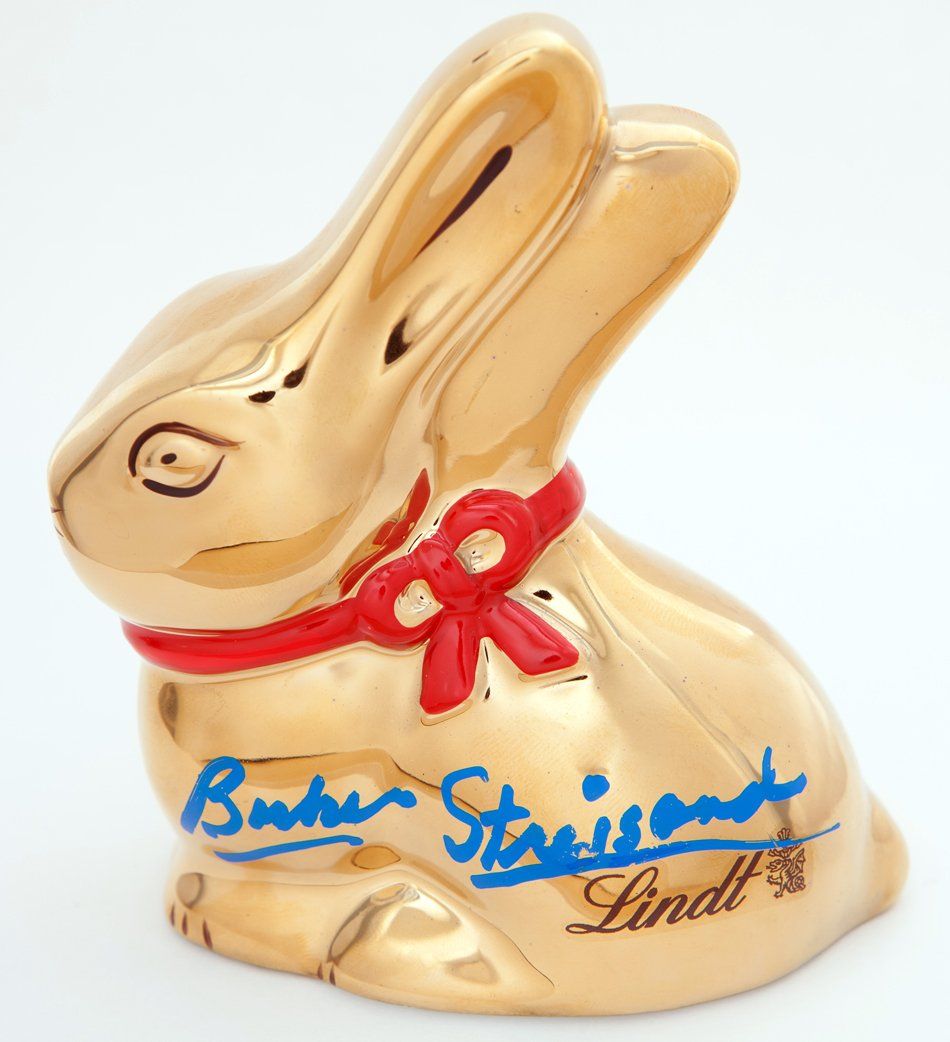 Streisand's signed Lindt bunny for charity.