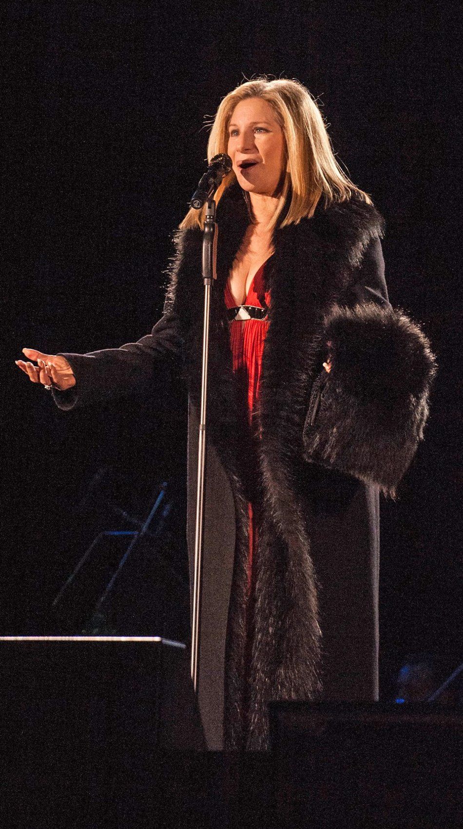 Streisand in coat at The Hollywood Bowl, November 11, 2012.