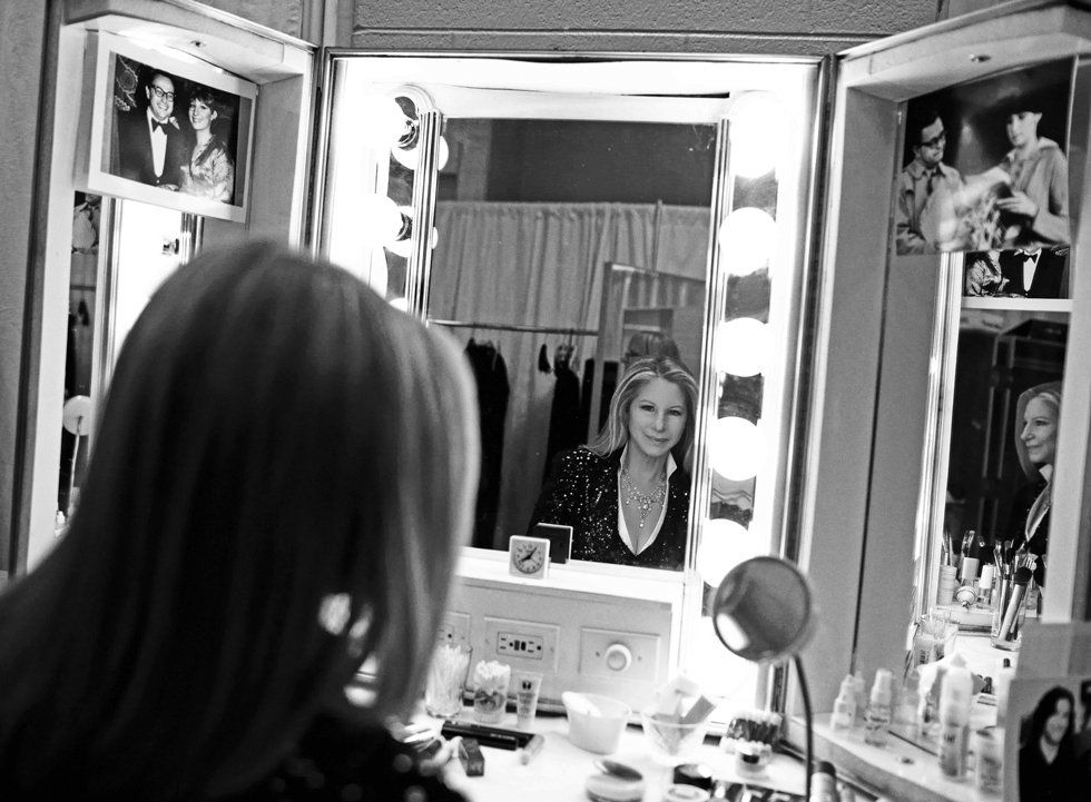 Streisand in dressing room mirror, 2012. Photo by: Russell James