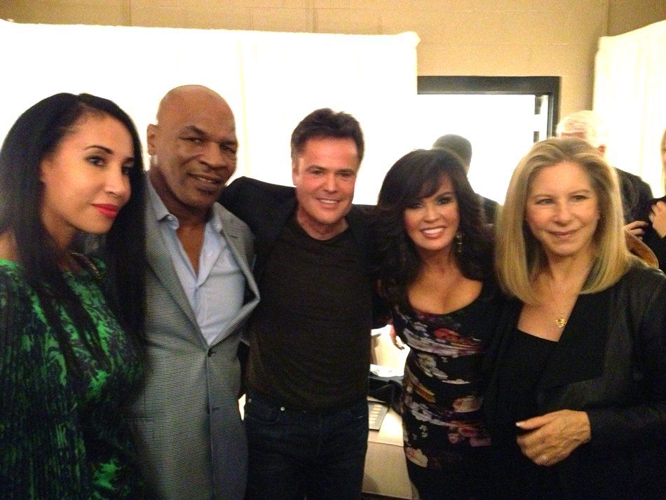 Kiki and Mike Tyson, Donny & Marie Osmond, and Streisand backstage in Las Vegas, 2012.