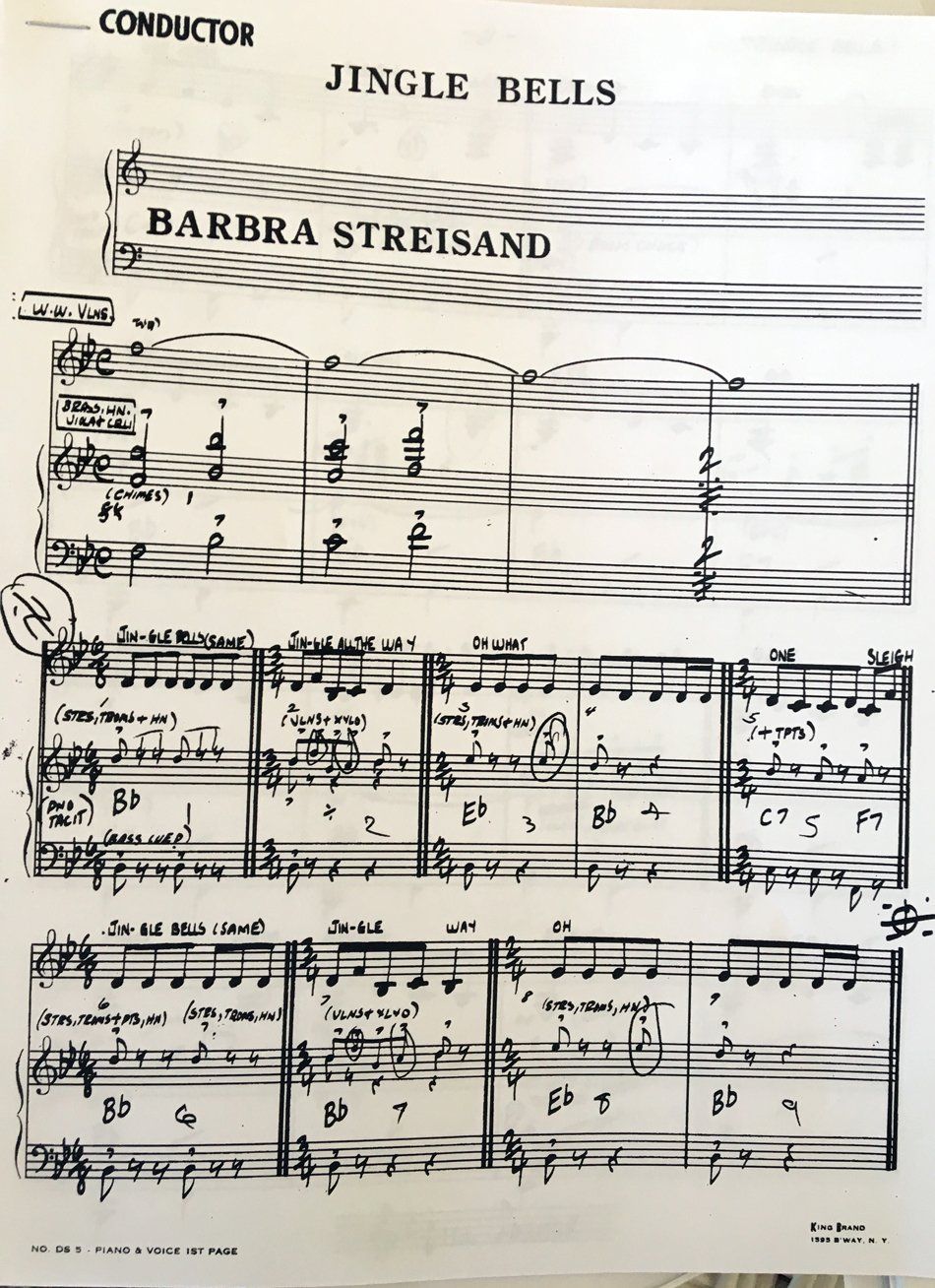 Sheet music for Jingle Bells; Barbra sang it for the first time live in decades!