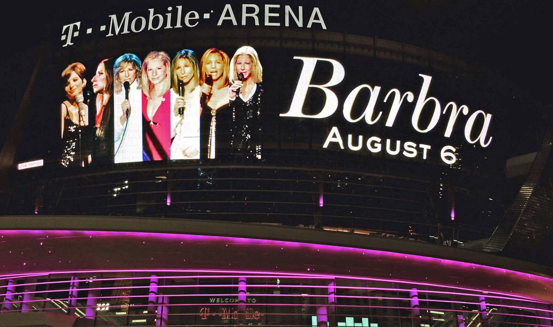 Streisand marquee on T-Mobile Arena, Las Vegas, 2016. Photo by: @MrVernier
