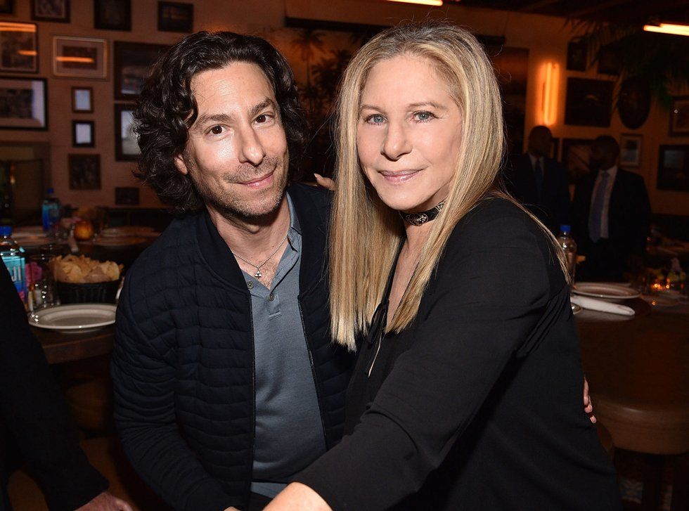 Jason Gould and BARBRA STREISAND at Barbra's 75th birthday party.