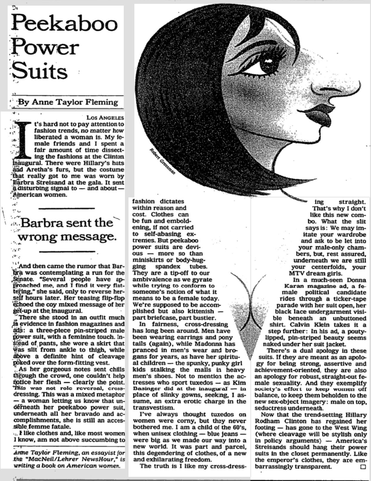 NY Times illustration of Barbra wearing a 