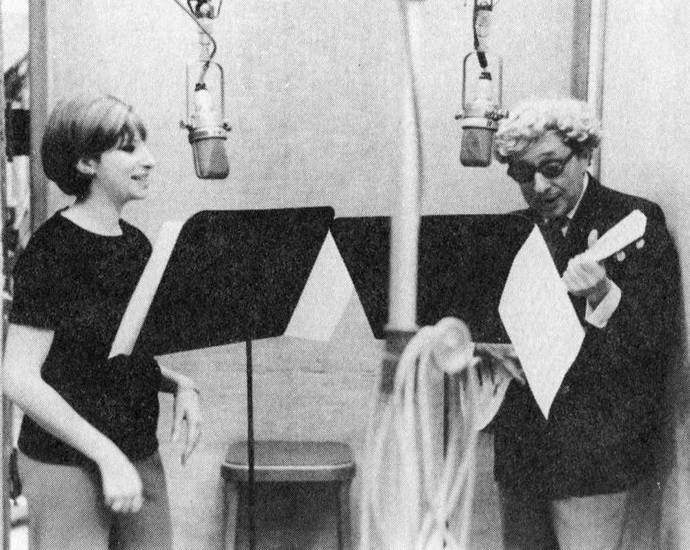 Streisand and Arlen (in a wig) record the album.