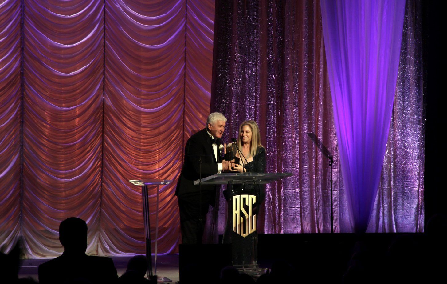 Barbra Streisand accepted the ASC Board of Governors Award from cinematographer Andrzej Bartkowiak.