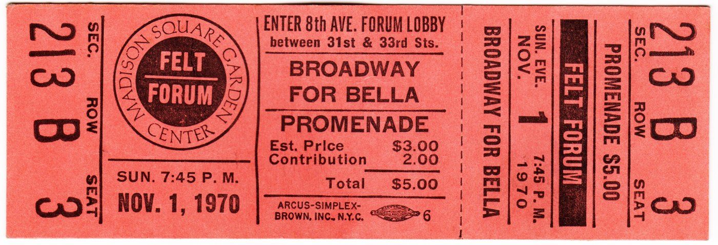 A ticket to Broadway for Bella 1970