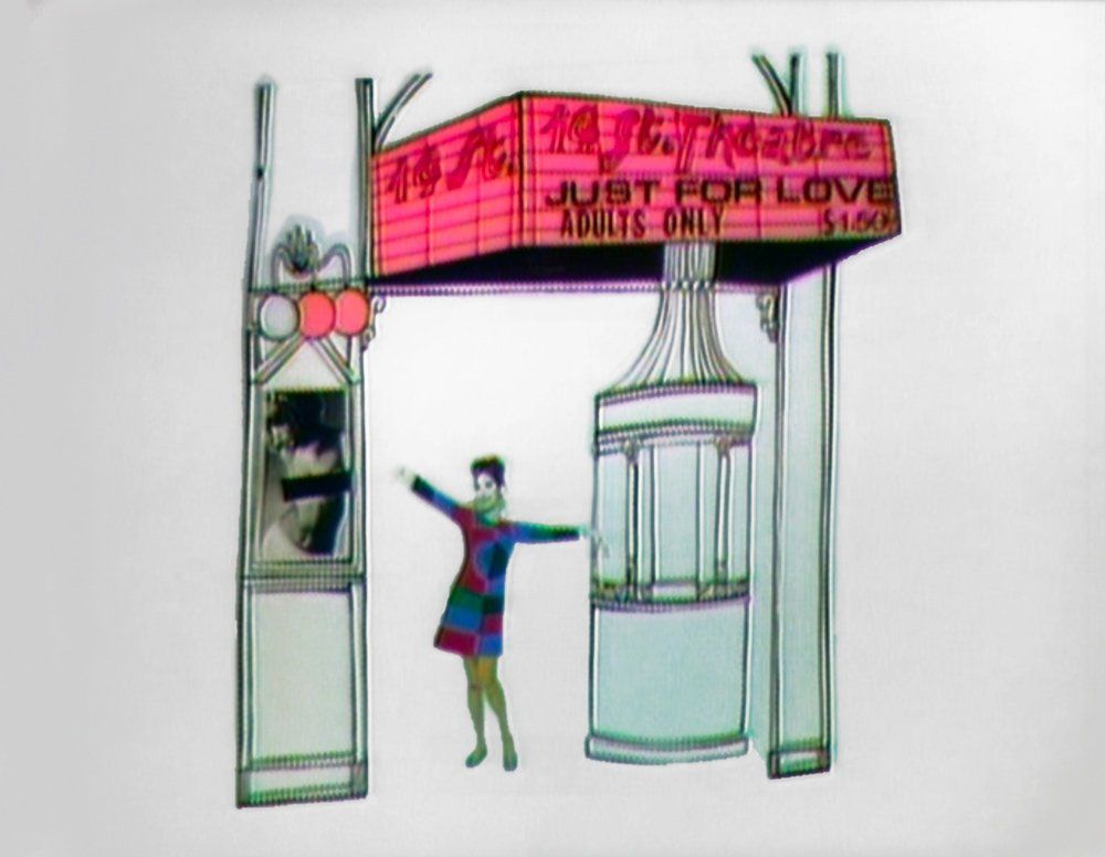 Animated frame from opening titles of 1967 Streisand TV Special The Belle of 14th Street