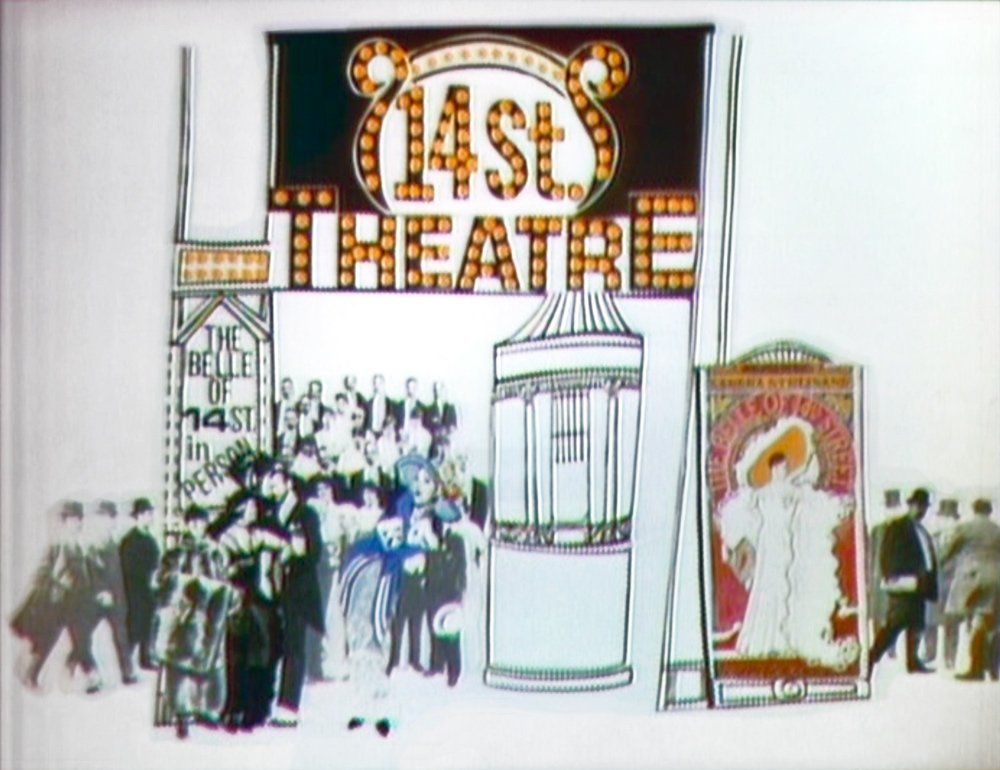 Animated frame from opening titles of 1967 Streisand TV Special The Belle of 14th Street