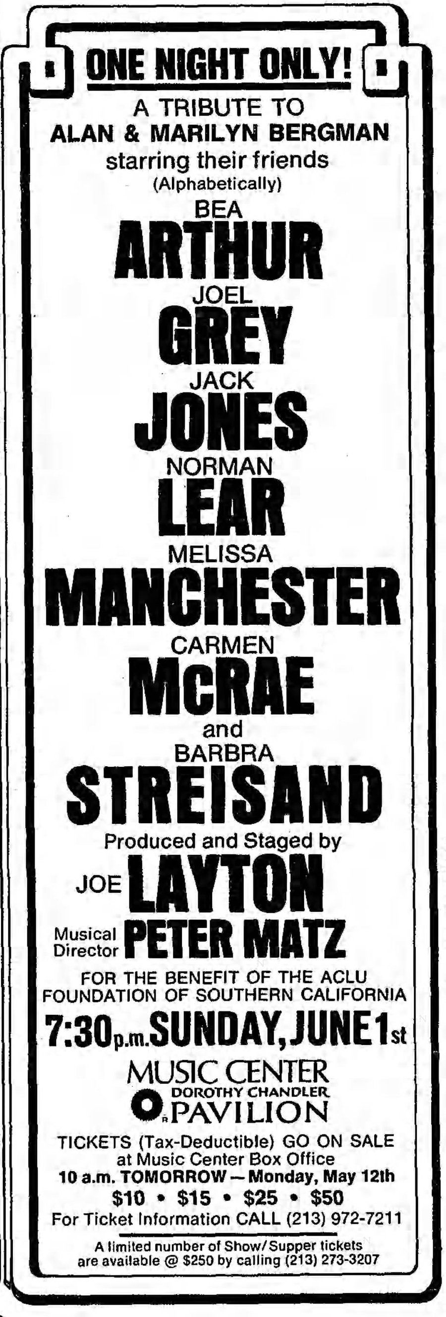 Newspaper ad for the concert