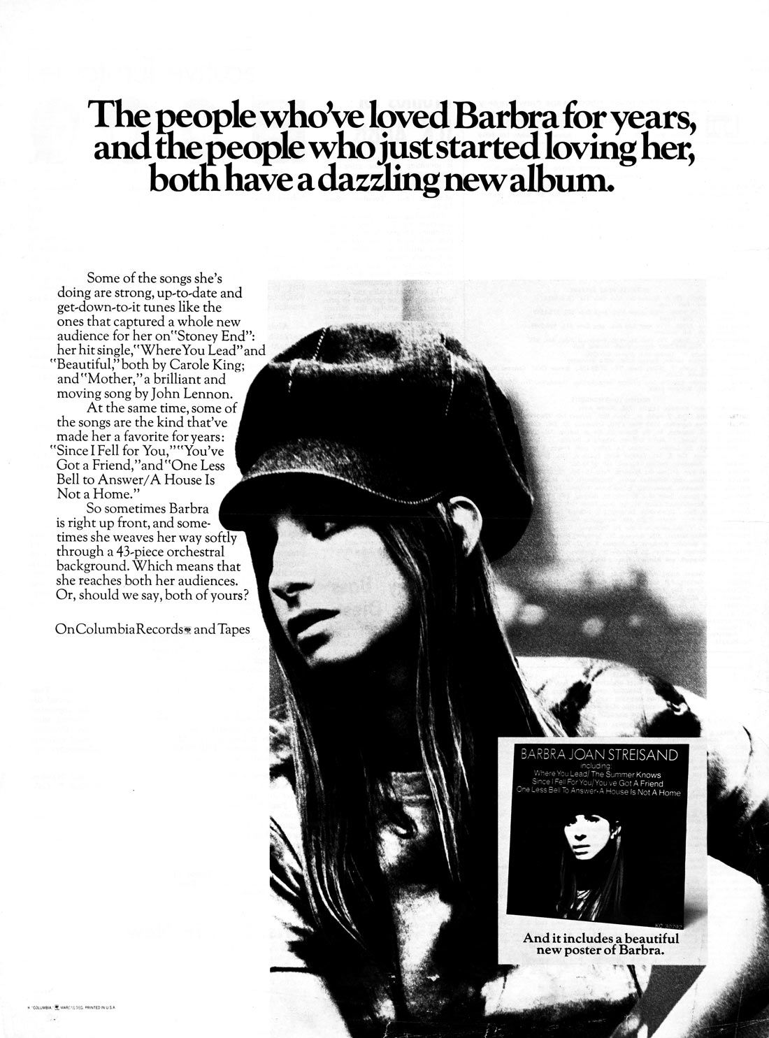 Columbia Records ad for the Barbra Joan Streisand Album.