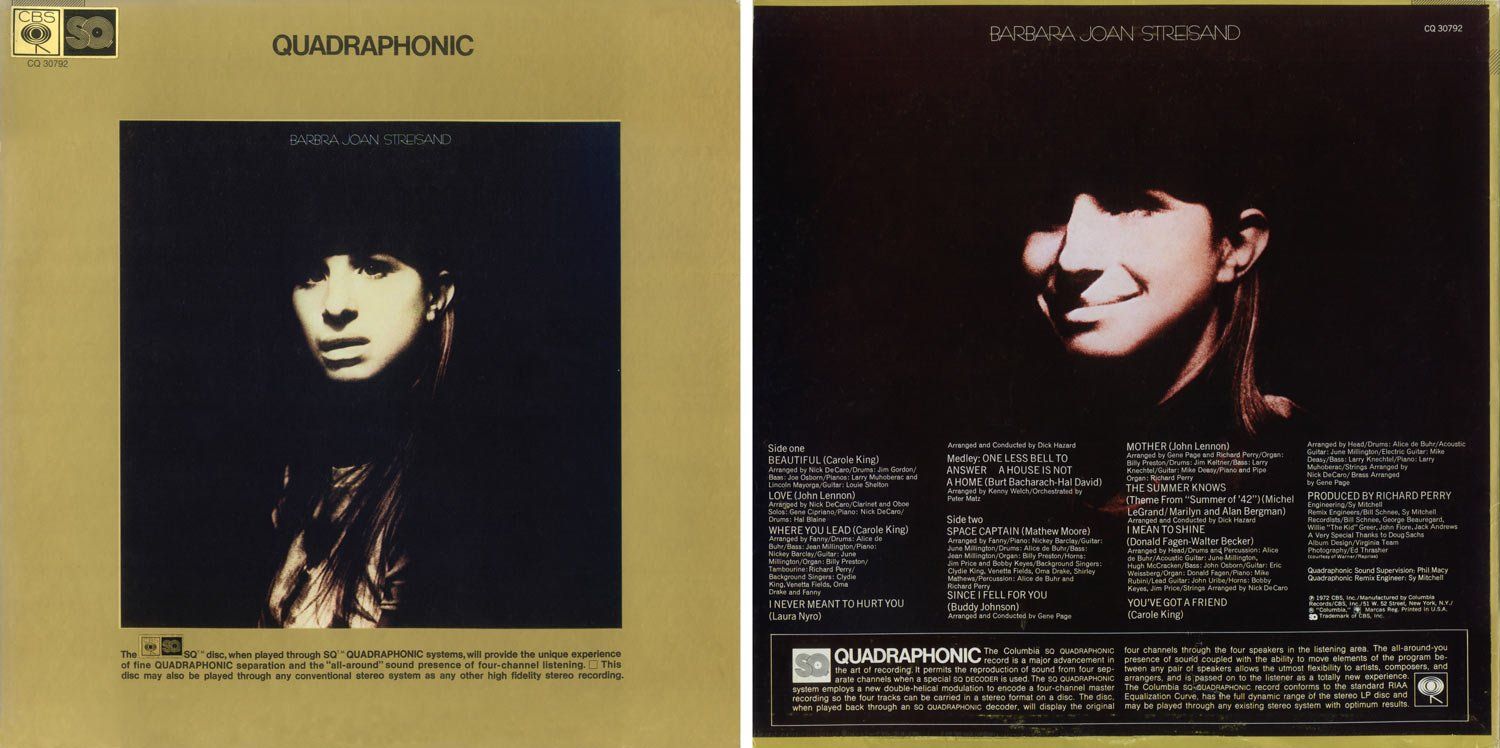 Front and back covers of the Quadraphonic Barbra Joan Streisand album