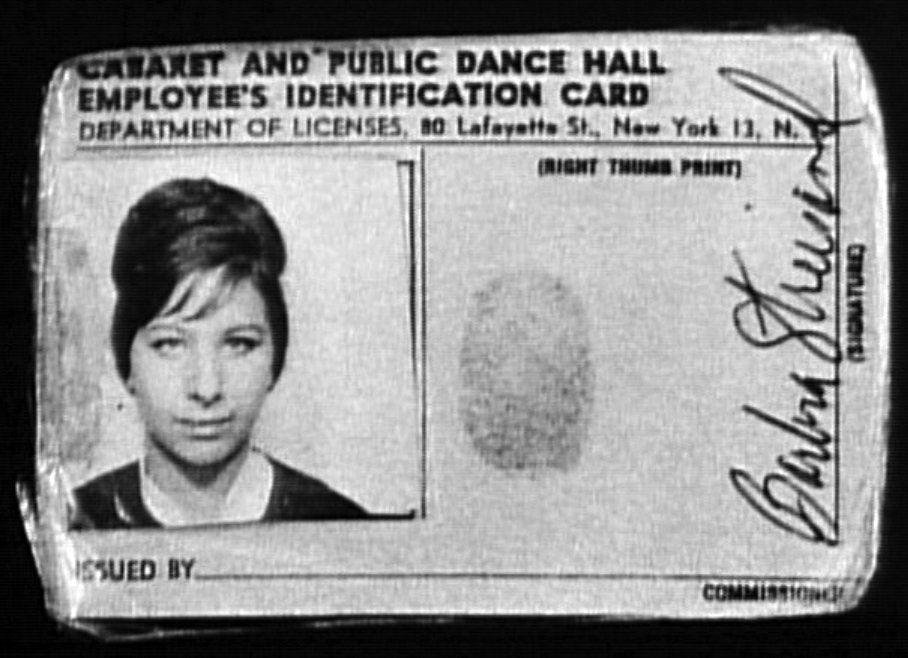 Barbra Streisand's cabaret identification card