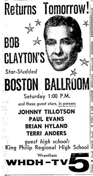 Newspaper ad for Bob Clayton's Boston Ballroom show.