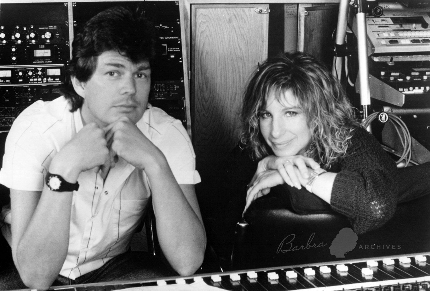 David Foster and Barbra Streisand in the studio for THE BROADWAY ALBUM.  Photo by: Mark Sennet.