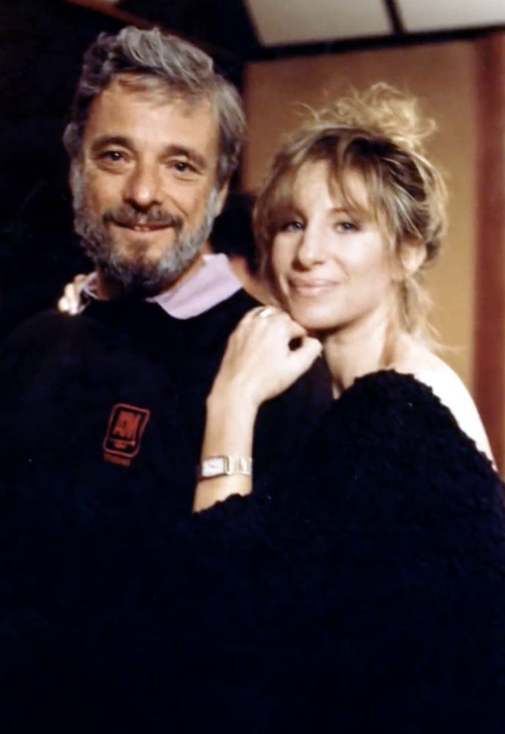 Stephen Sondheim and Barbra Streisand pose together.