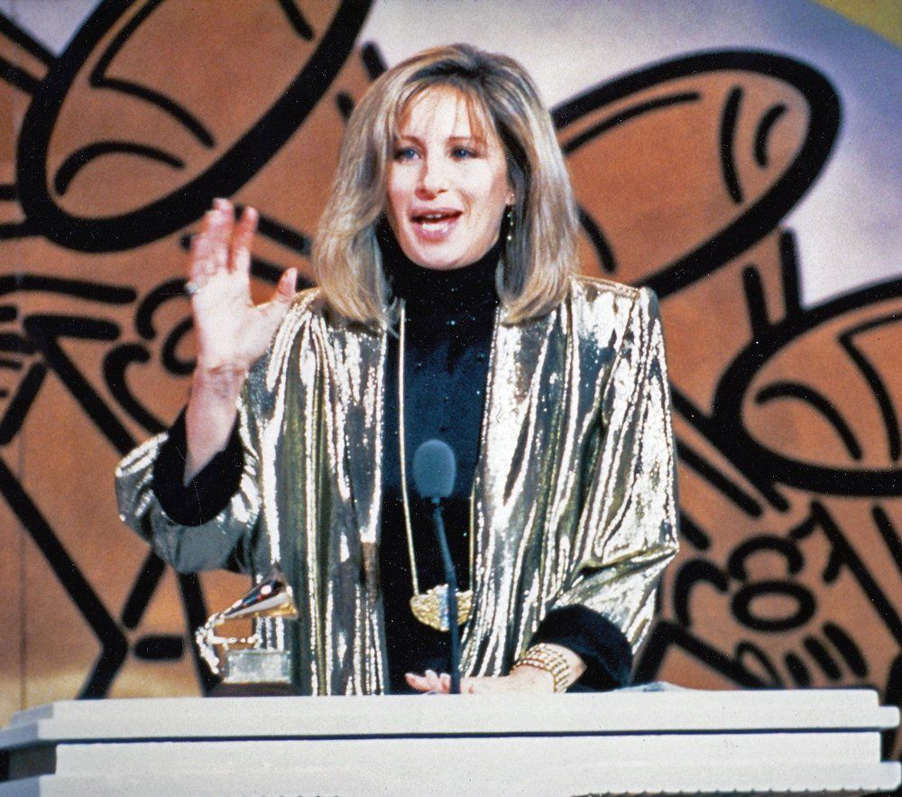 Streisand winning the 1987 Grammy Award.