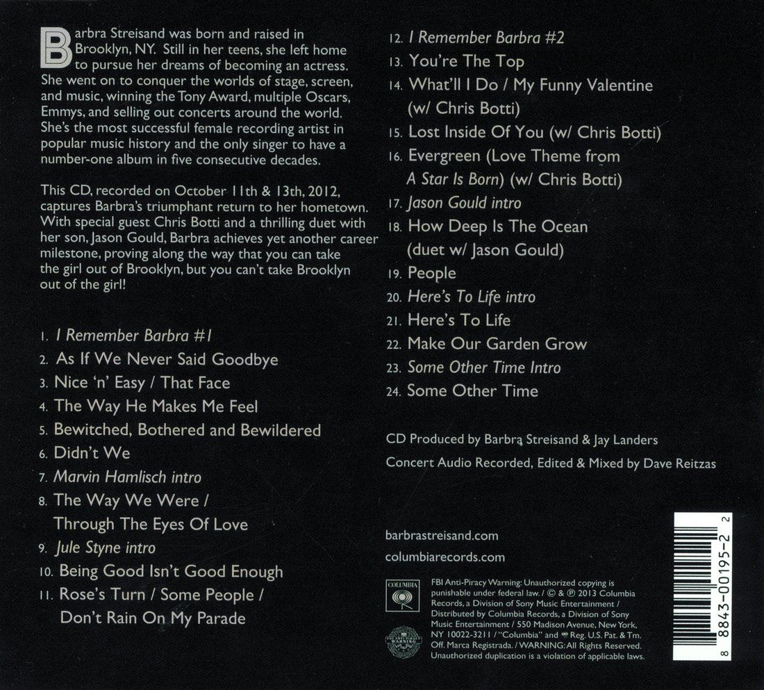 Back cover of Back to Brooklyn CD
