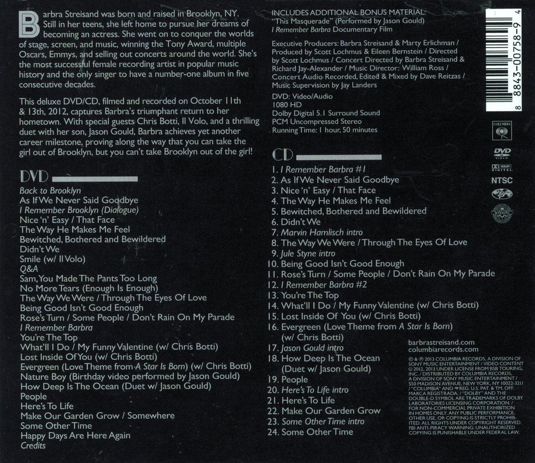 Back cover of DVD/CD