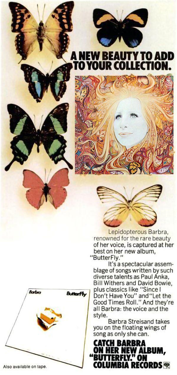 An ad for Barbra's Butterfly album.