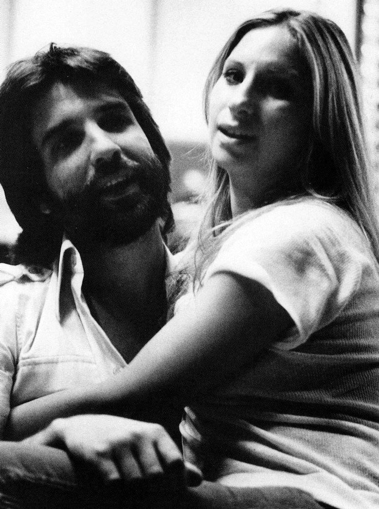 Jon Peters and Barbra Streisand in the recording studio, 1974.