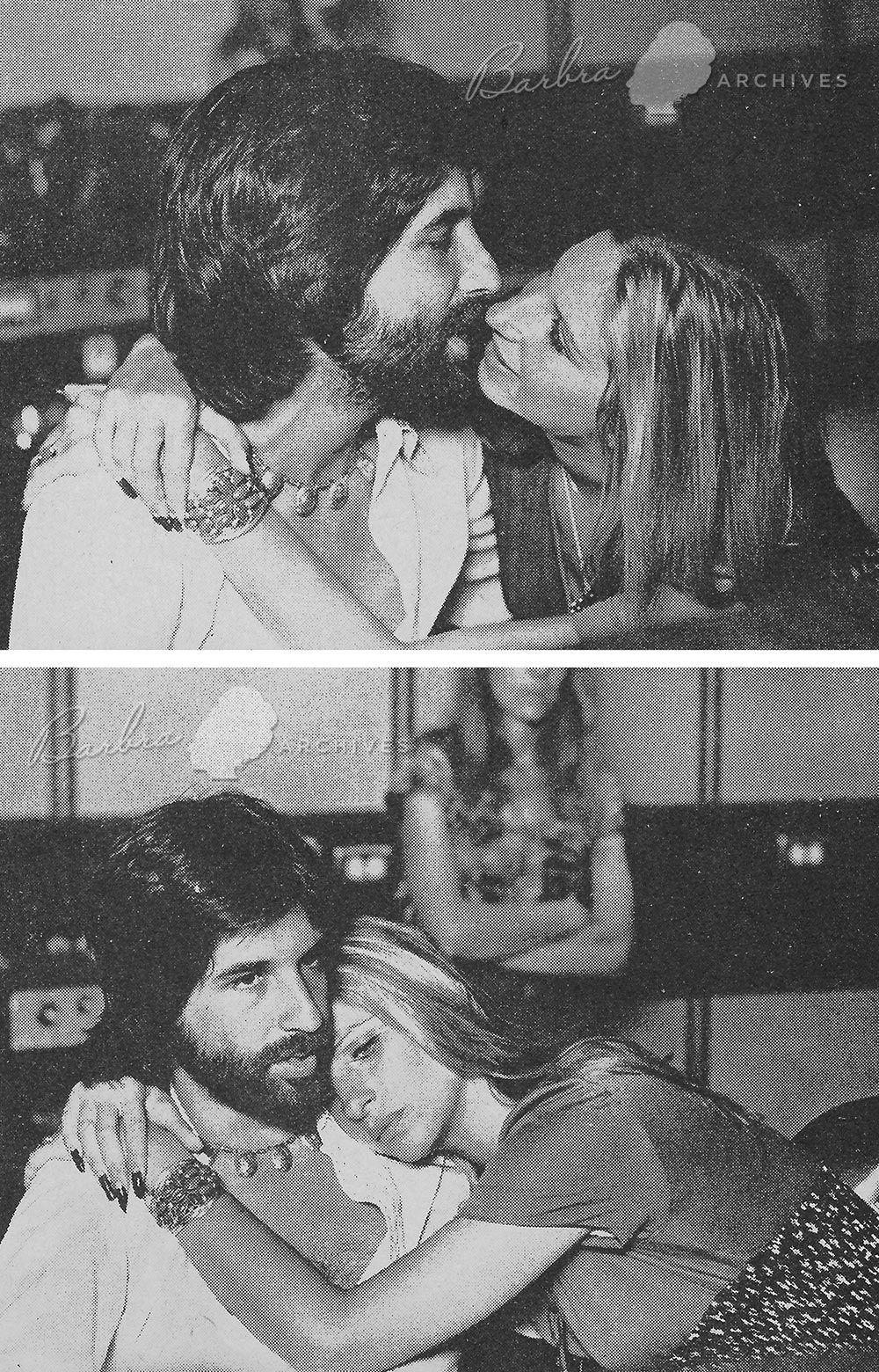 Jon Peters and Barbra Streisand in the recording studio, 1974.