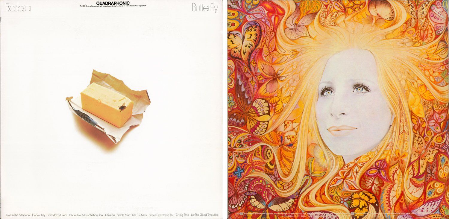 Front and back covers of the Quadraphonic Streisand album Butterfly.