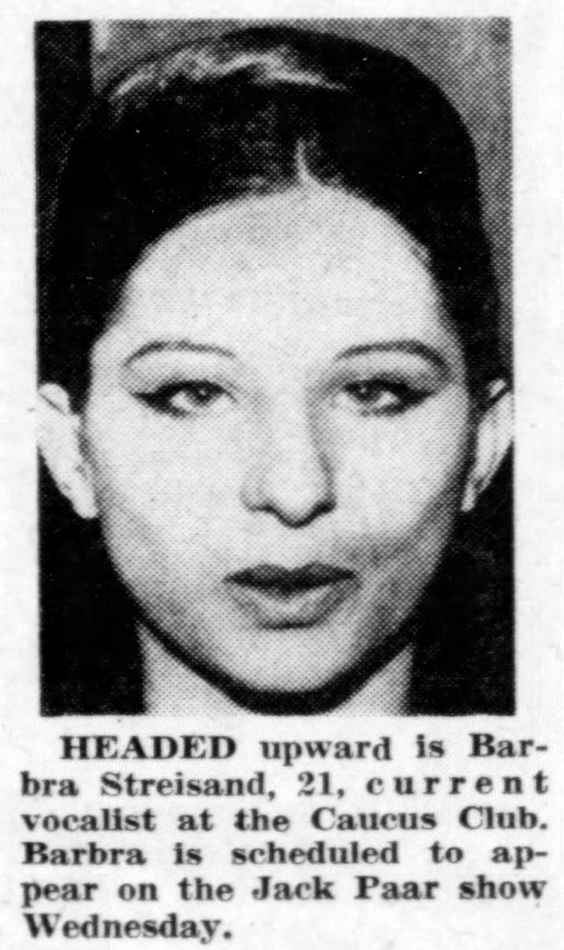 Detroit Free Press newspaper photo of Barbra Streisand promoting her live concerts at Detroit's Caucus Club