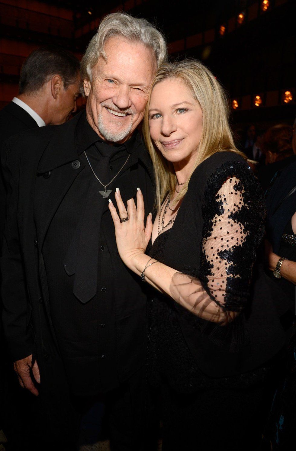 Kris Kristofferson and Streisand pose together after the presentation. Photo by: Kevin Mazur.