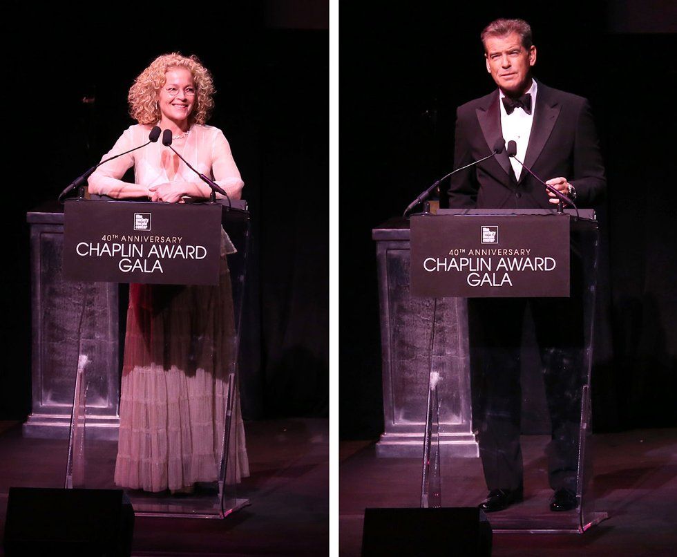 Amy Irving and Pierce Brosnan salute Streisand at the 2013 Chaplin Award Gala. Photos by: Walter McBride