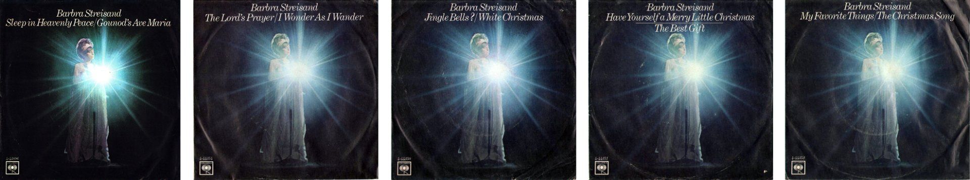 Five Christmas singles by Barbra Streisand issued by Columbia Records in 1967