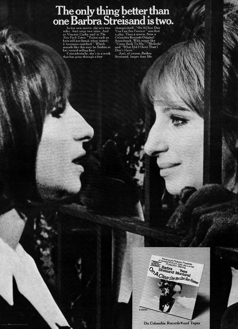 Columbia Records ad for Streisand's CLEAR DAY soundtrack album .