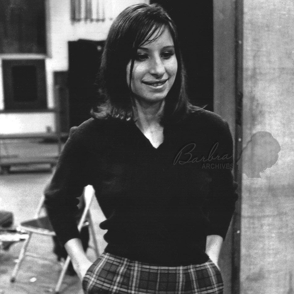Barbra Streisand in the recording studio, singing her first 7-inch singles.