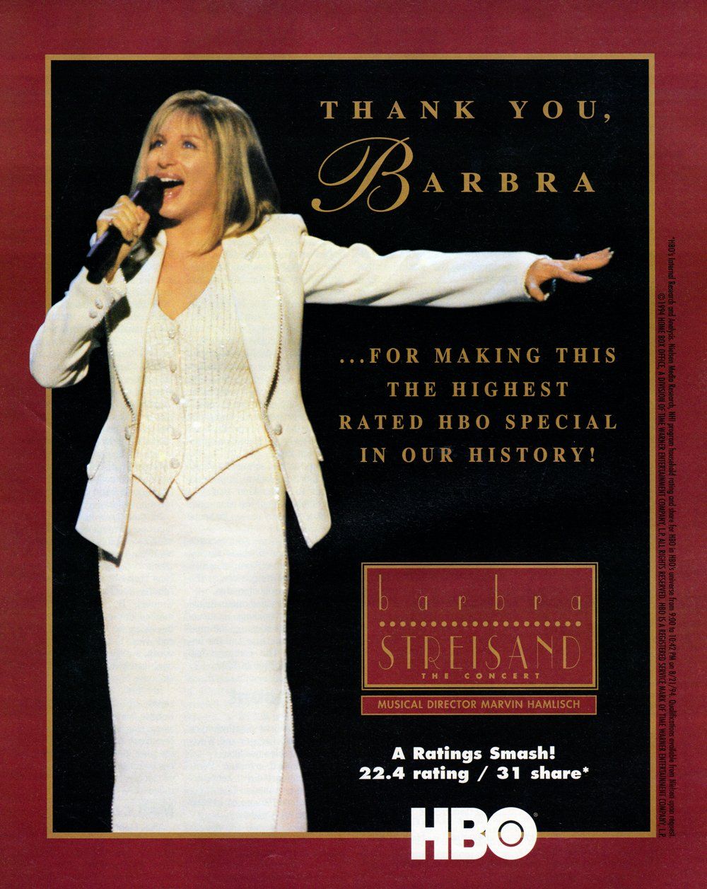 HBO Thank You ad to Barbra Streisand
