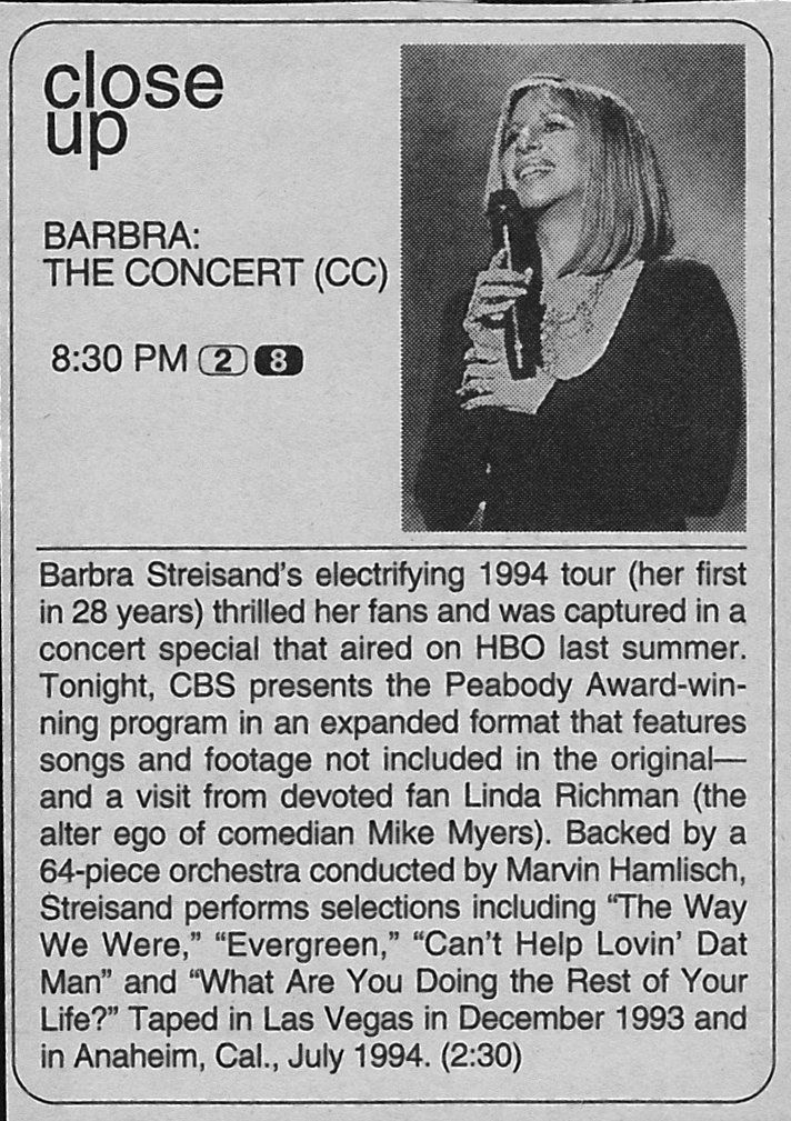 TV Guide write-up of the CBS version of The Concert.