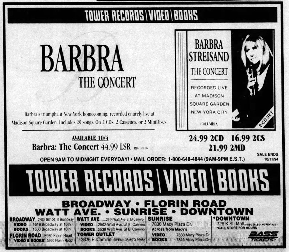 Tower Records ad for The Concert CD