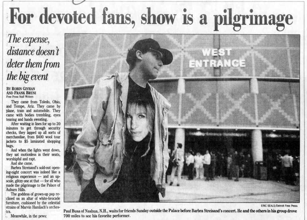 Newspaper story about Streisand fans in Michigan.
