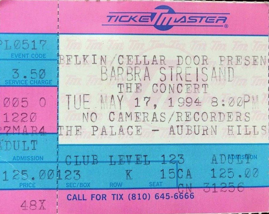 1994 Streisand Auburn Hills ticket stub.