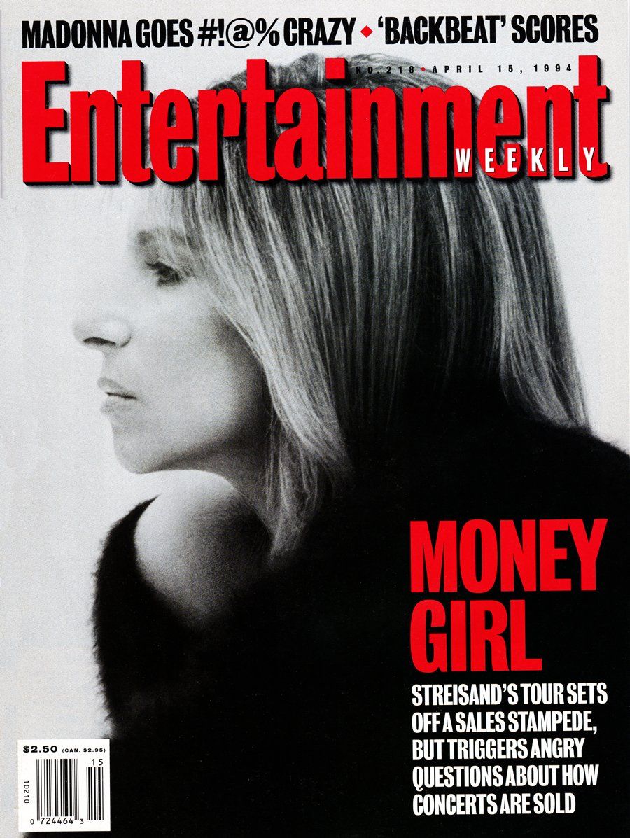 Streisand on cover of Entertainment Weekly with the headline: MONEY GIRL
