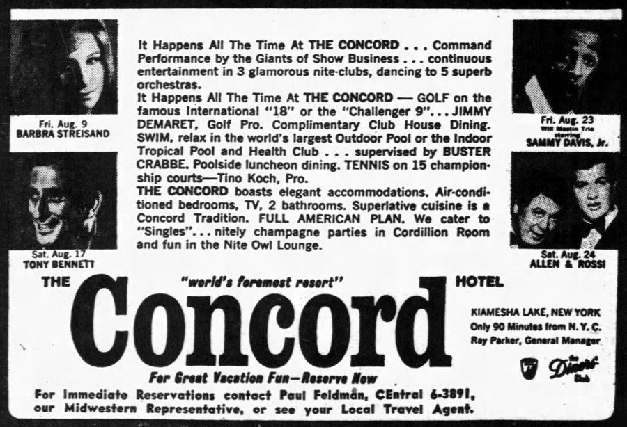 Ad for Streisand at the Concord Hotel