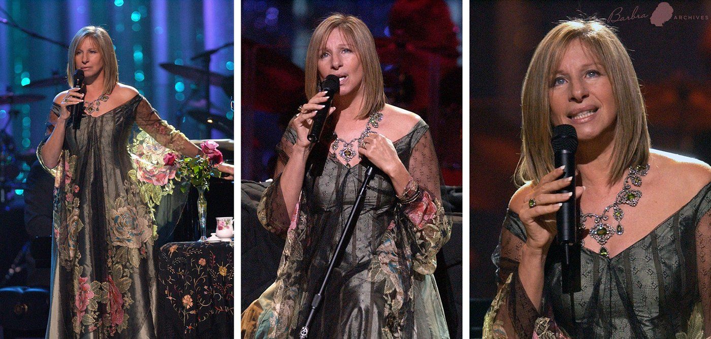 Three photos of Streisand on stage at Kodak Theatre, 2002.