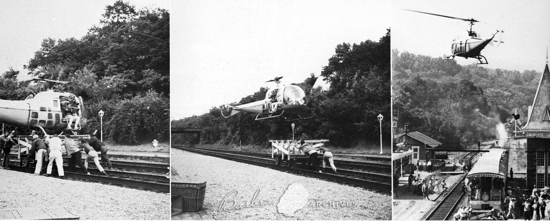 3 photos of the helicopter which filmed the last shot of 