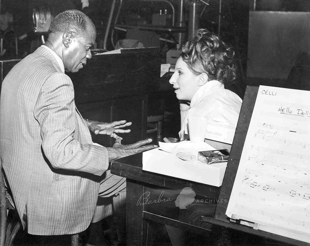 Louis Armstrong in the recording studio with Streisand for Hello Dolly.