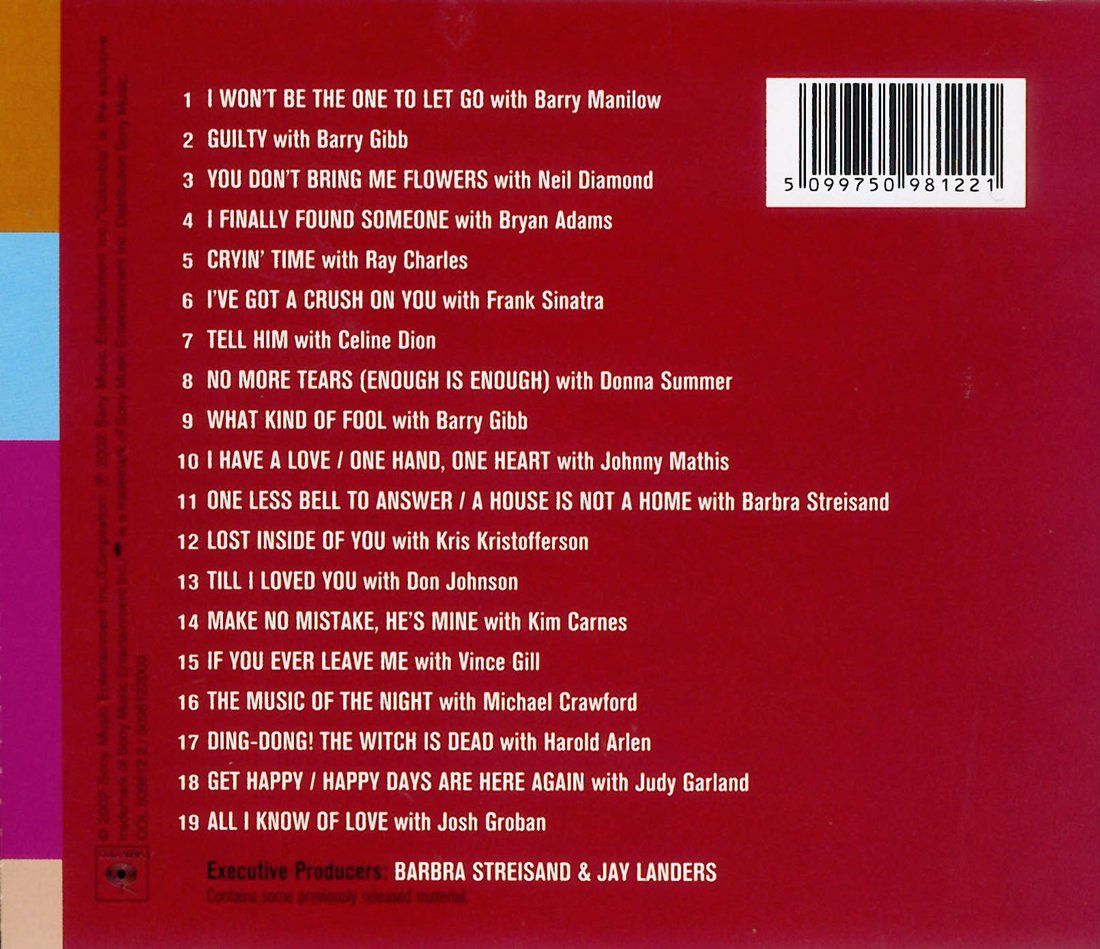 Back cover of the Duets CD