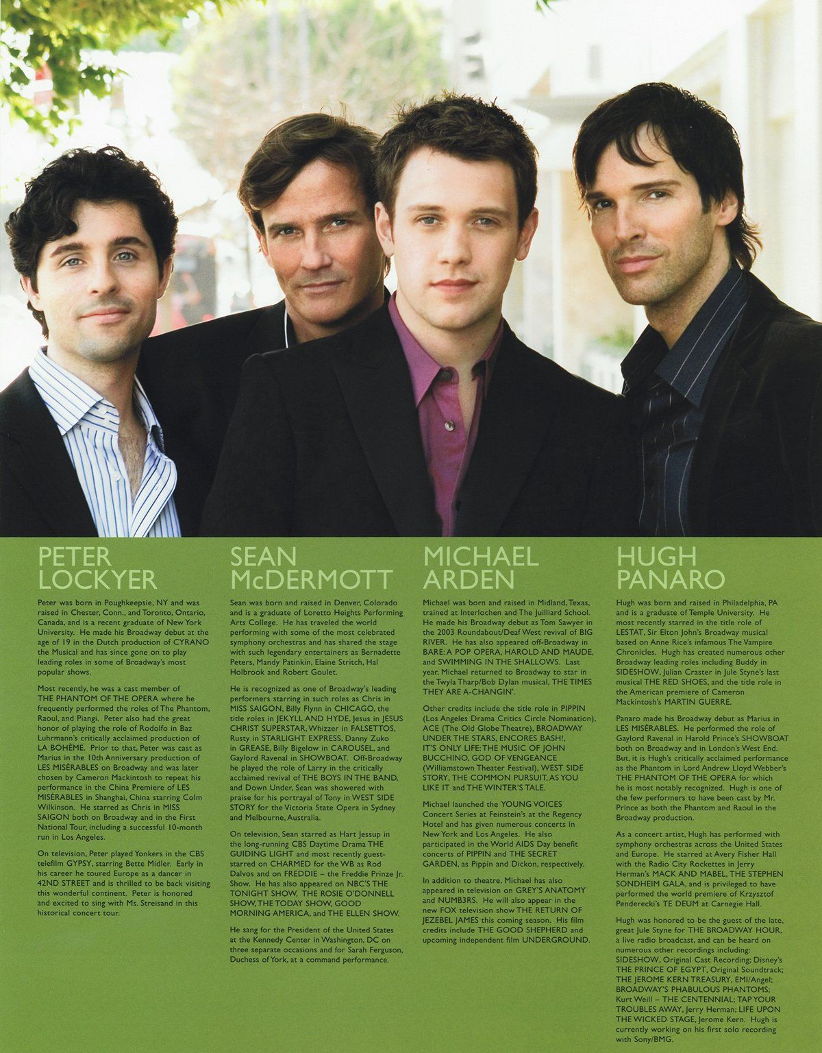 The Broadway Boys on Streisand's 2007 Europe concert tour, as they appear in the official concert program.