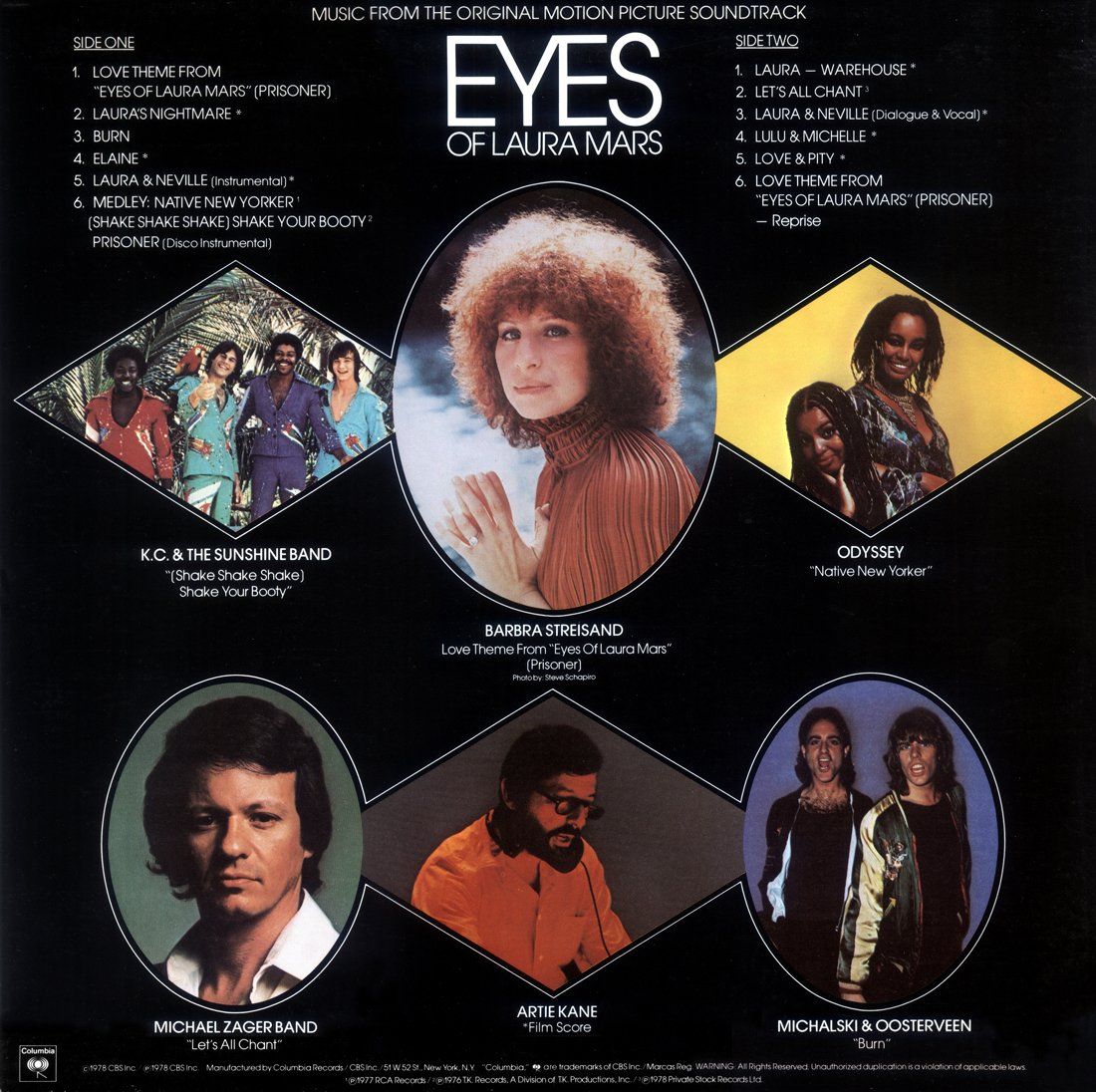 Back cover of Eyes of Laura Mars album.