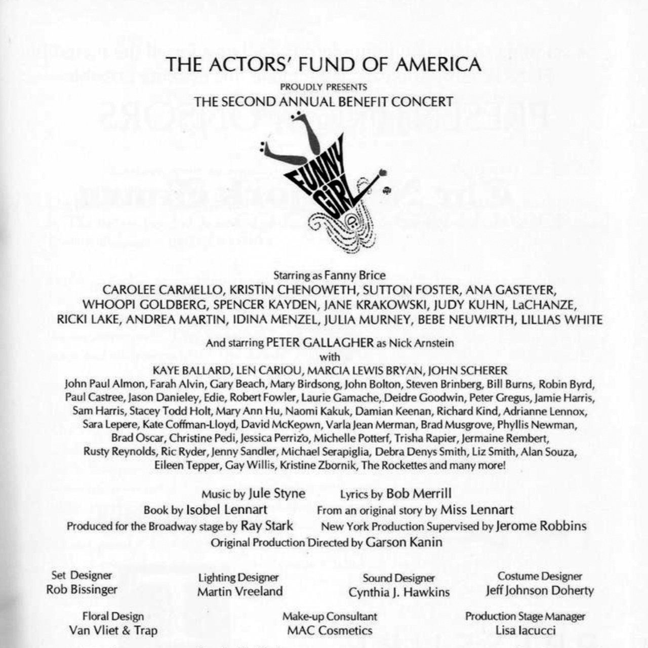 Page from Actors Fund concert program.